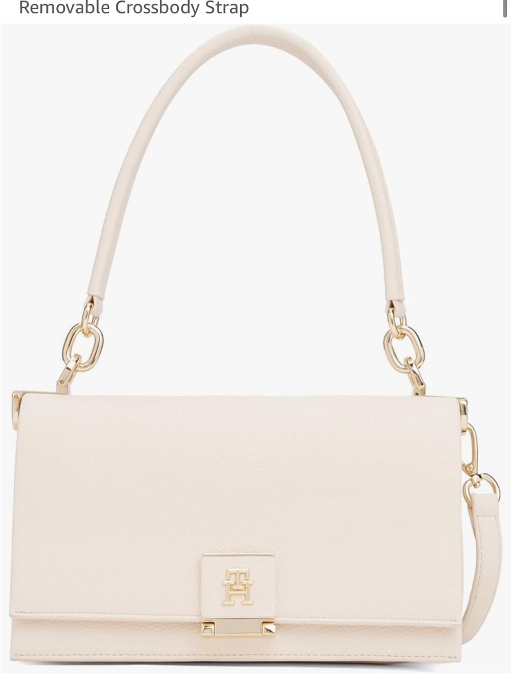 Tommy Hilfiger Cream Shoulder Bag with Gold Hardware